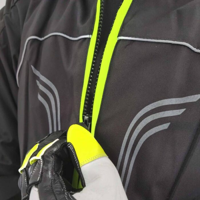 CHAQUETA CORDURA XFOUR ADULTO COLOR NEGRO Y AMARILLO FLUOR - Imagen 4